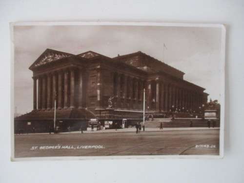 VINTAGE POSTCARD WITH STAMP ST, GEORGES HALL