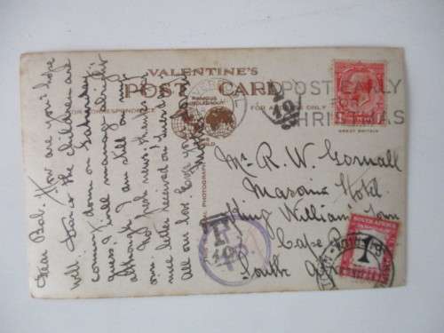 VINTAGE POSTCARD WITH STAMP ST, GEORGES HALL
