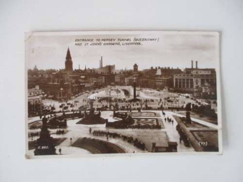 VINTAGE POSTCARD - WITH STAMP  ENTRANCE TO MERSEY TUNNEL