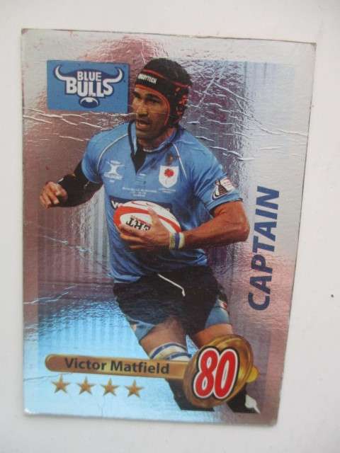 VICTOR MATFIELD  CARD BIT CREASED FOIL CARD BLUE BULLS  AND BULLETJIE CARD