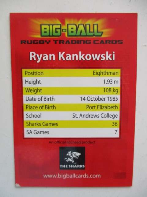 CHRIS JORDAAN AND RYAN KANKOWSKI  -  BIG-BALL CARDS 2009 -  SHARKS