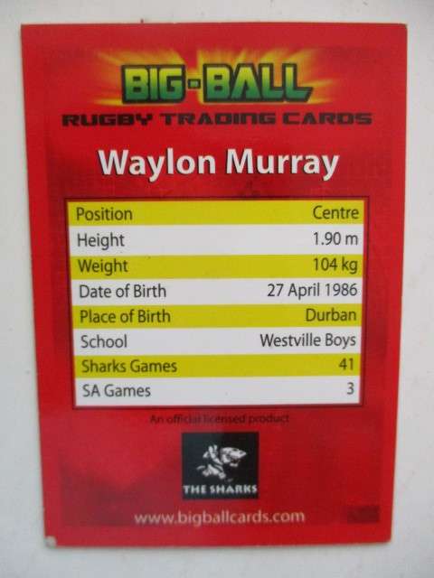 WAYLON MURRAY AND STEVEN SYKES  RUGBY TRADING CARDS - SHARKS