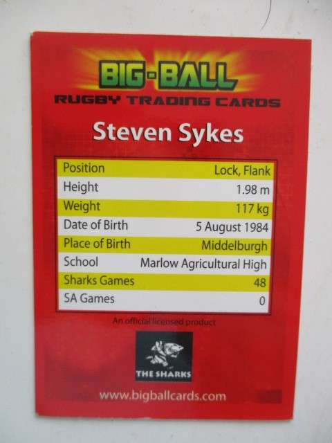 WAYLON MURRAY AND STEVEN SYKES  RUGBY TRADING CARDS - SHARKS