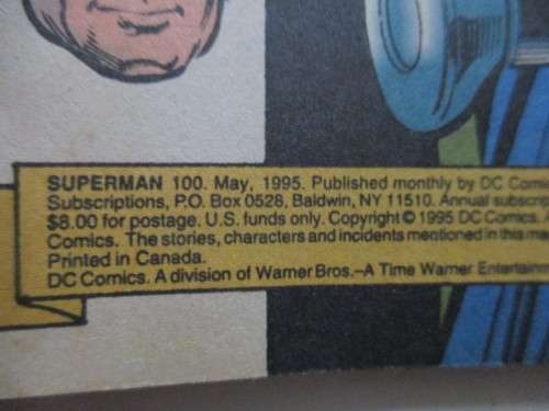 DC COMICS - SUPERMAN -  THE DEATH OF CLARK KENT 100TH EDITION - 1995