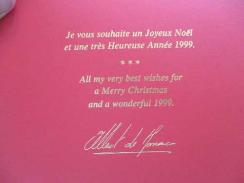 LOVELY CHRISTMAS CARD OF THE PRINCE OF MONACO - 1999 WITH ENVELOPE