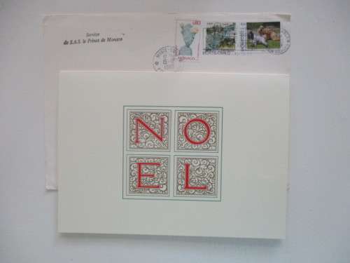 LOVELY CHRISTMAS CARD FROM PRINCE ALBERT OF MONACO - WITH ENVELOPE - 1999