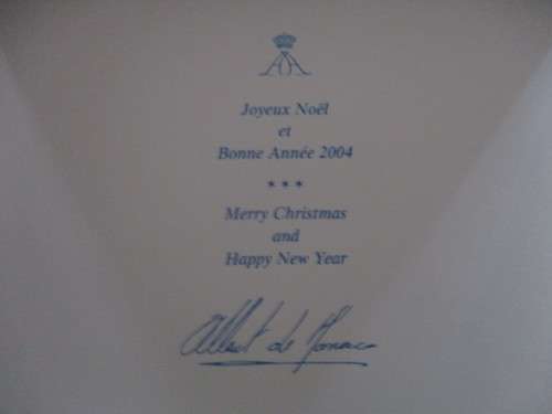 LOVELY CHRISTMAS CARD  FROM PRINCE ALBERT OF MONACO - 2004 WITH ENVELOPE