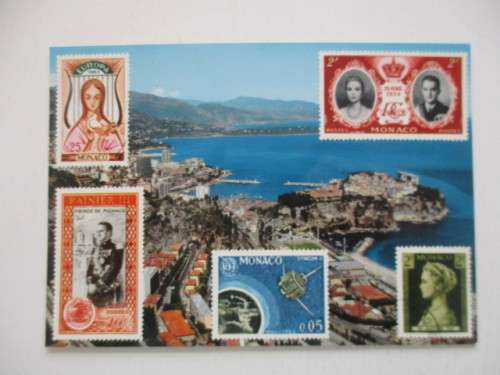 LOVELY POST CARD OF ROYAL FAMILY OF MONACO ILLUSTRATED WITH STAMP IMAGES