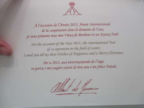 LOVELY CHRISTMAS CARD OF  PRINCE ALBERT OF MONACO -2013 WITH ENVELOPE