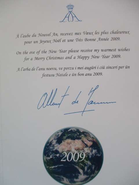 LOVELY CHRISTMAS CARD - PRINCE ALBERT OF MONACO - 2009 WITH ENVELOPE