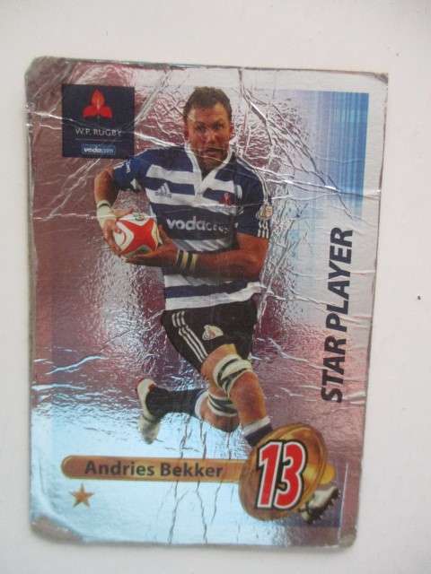LOVELY RUGBY TRADING CARDS - ONE BIT CREASED - ANDRIES BEKKER  AND WILLEM DE WAAL W.P