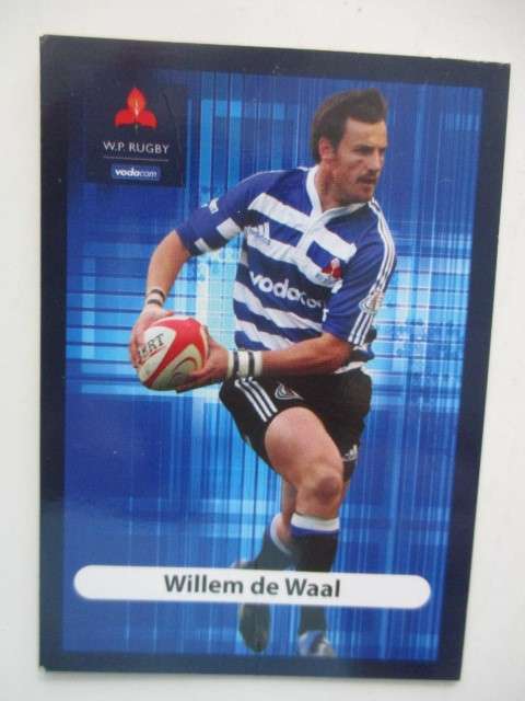 LOVELY RUGBY TRADING CARDS - ONE BIT CREASED - ANDRIES BEKKER  AND WILLEM DE WAAL W.P