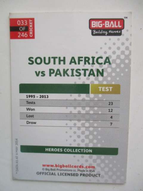 CRICKET  CARDS - SOUTH AFRICA VS ENGLAND,  SRI LANKA,  BANGLADESH, NEW ZEALAND, PAKISTAN, W. INDIES