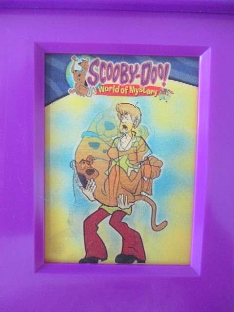 LOVELY FRAME WITH SCOOBY DOO FOIL CARDS DISPLAYED AND SMALL FREE RADIO