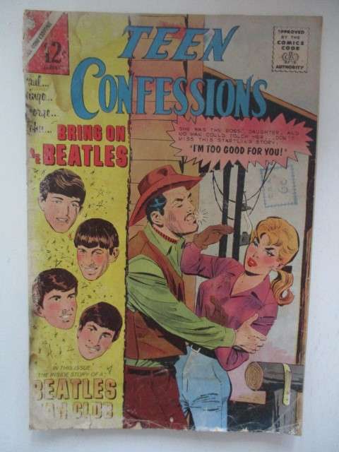 VINTAGE STUNNING CHARLTON COMICS - BRING ON THE BEATLES / TEEN CONFESSIONS - VOL. 1 NO. 37 - 1966