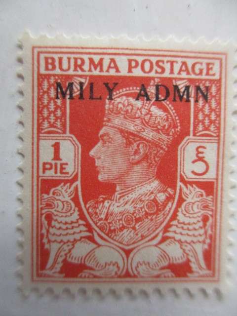 BURMA UNUESED 1 PIE PRINTED OVER STAMP