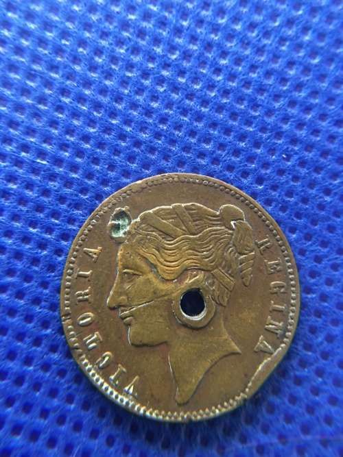 ANTIQUE COIN  VICTORIA  REGINA - 1837 - HOLE IN COIN SUGGESTS VERY NEAT WITH AN EDGE ERROR?