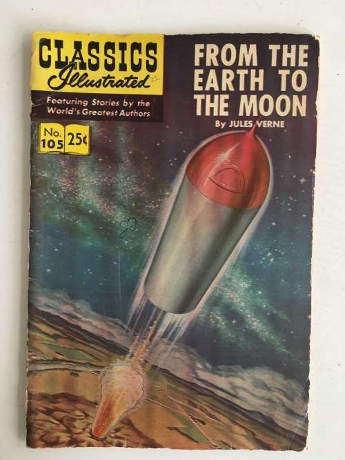 CLASSICS ILLUSTRATED COMICS - FROM THE EARTH TO THE MOON - NO. 105  - 1971