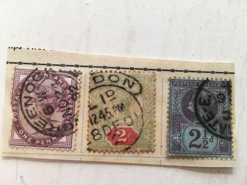 GREAT BRITAIN LOT OF 3 USED MOUNTED STAMPS