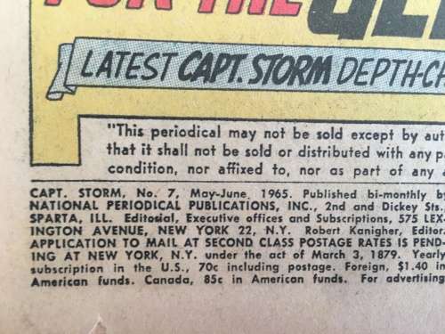 DC NATIONAL COMICS - CAPT. STORM  NO. 7 1965