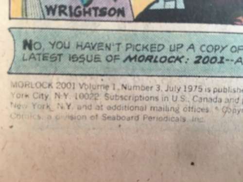 ATLAS COMICS - MORLOCK 2001 - MIDNIGHT MEN  VOL. 1 NO 3 - 1975