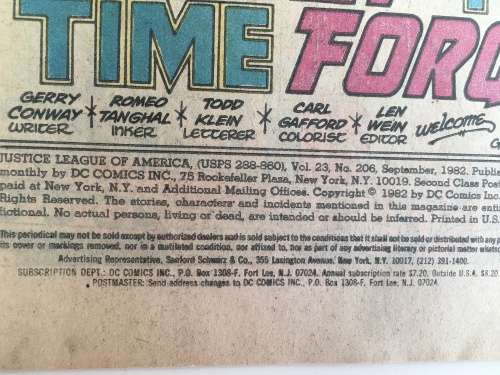 DC COMICS - JUSTICE LEAGUE OF AMERICA VOL. 23  NO. 206 - 1982
