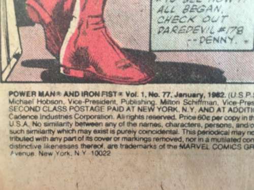 MARVEL COMICS - POWER MAN AND IRON FIST  VOL. 1 NO. 77 - 1982 - BACK COVER MISSING NOT SURE