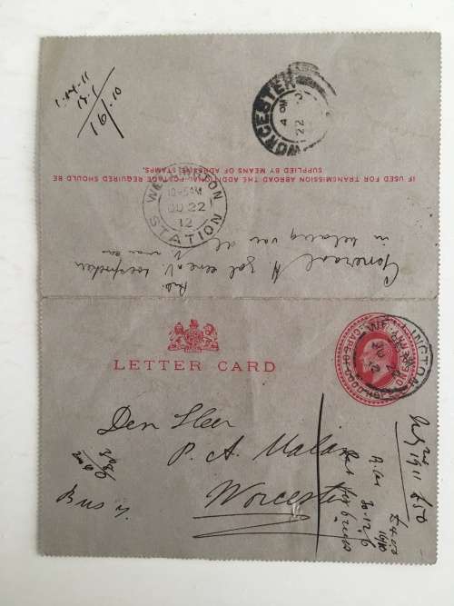 ANTIQUE - LETTER CARDS OUMA MALAN 1880-1867 - JOHN OGILIVINE NORTON 1840-1899 ANTIQUE TELEGRAMME