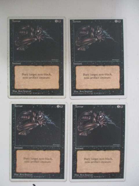 MAGIC THE GATHERING - SET OF 4 TERROR CARDS - 4TH EDITION