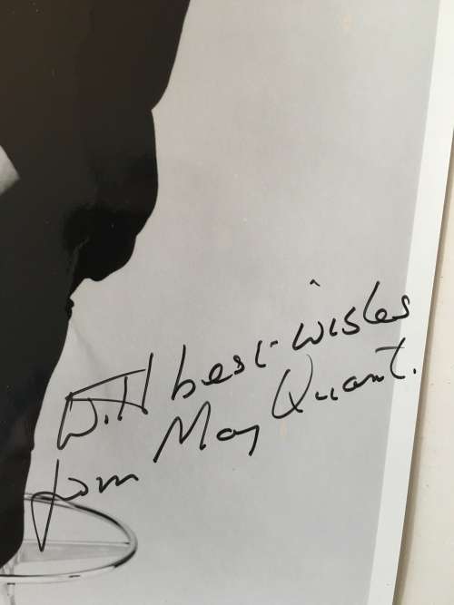 AUTOGRAPHED / SIGNED - MARY QUANT - FASHION DESIGNER AND MAKE UP  A4 SIZE