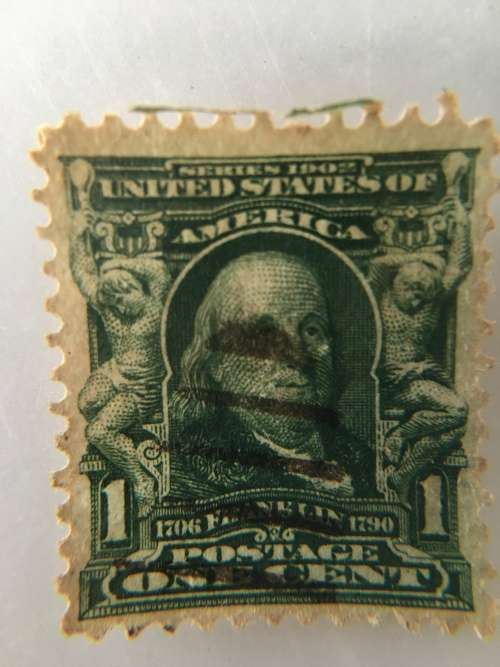 AMERICA LOVELY USED BENJAMIN FRANKLIN 1902 USED STAMP