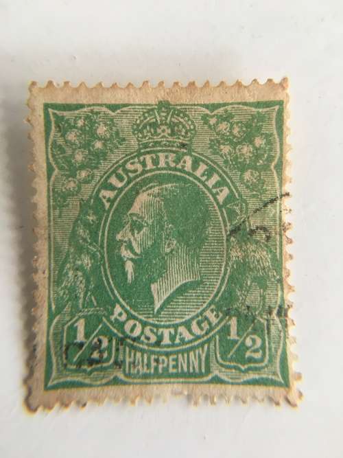 AUSTRALIA HALF PENNY  KING GEORGE STAMP USED