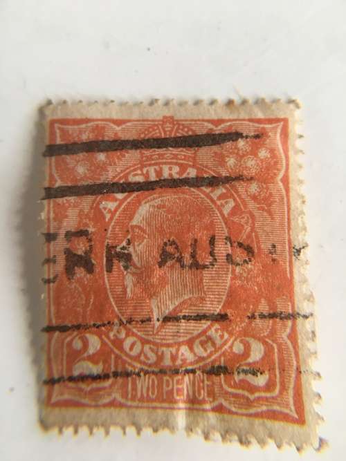 AUSTRALIA USED KING GEORGE 2 PENCE  STAMP