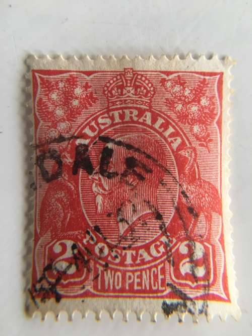 AUSTRALIA 2 PENCE USED KING GEORGE STAMP