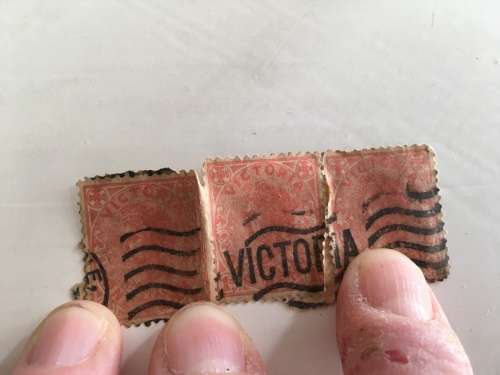 AUSTRALIA - 3 VICTORIA USED STAMPS STAMPED OVER VICTORIA