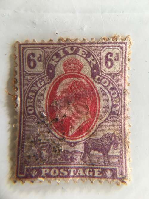 SOUTH AFRICA KING GEORGE 6D ORANGE RIVER COLONY USED STAMP