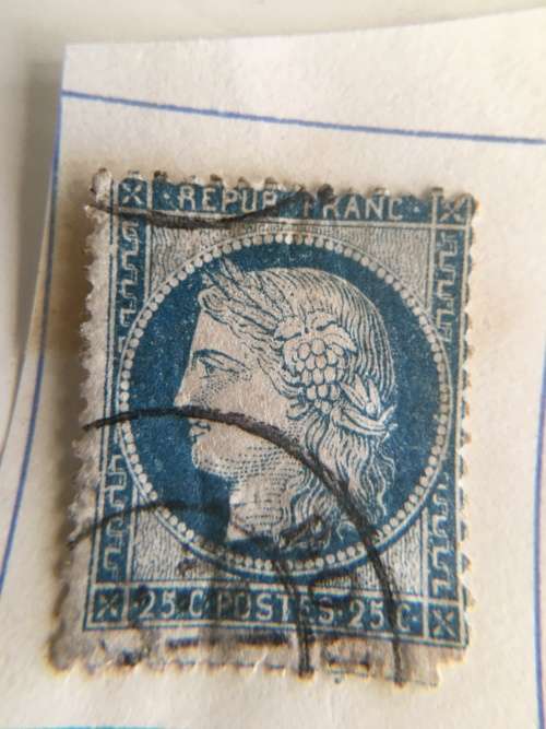 FRANCE USED CERES BLUE 1850 STAMP