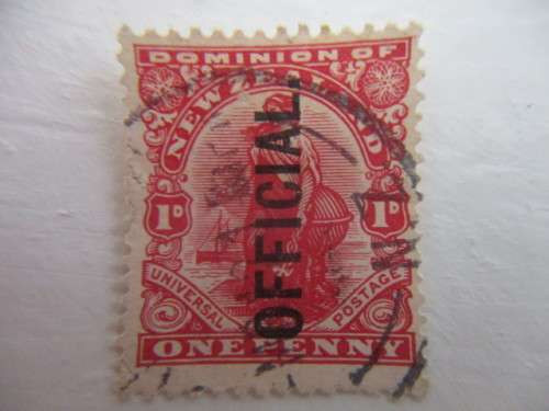 NEW ZEALAND  ONE PENNY USED STAMP PRINTED OVER OFFICIAL