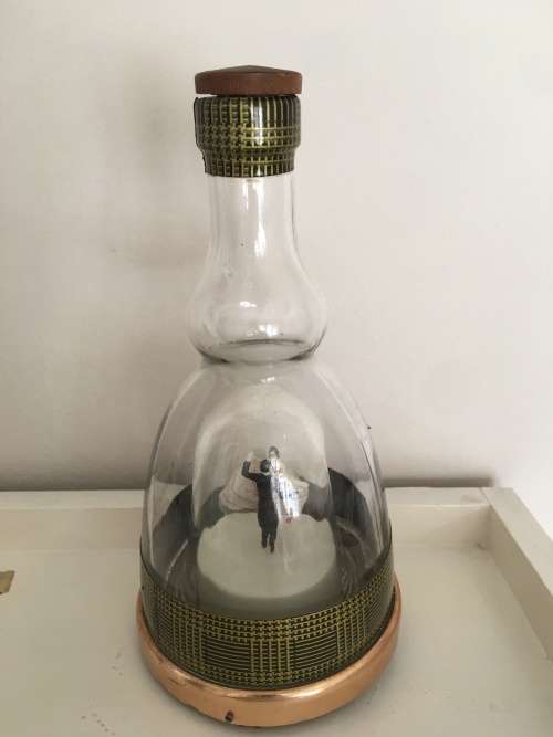 VINTAGE MUSICAL  BOLS BRANDY BOTTLE WITH DANCING FIGURES  JEWLERY BOX SOUND