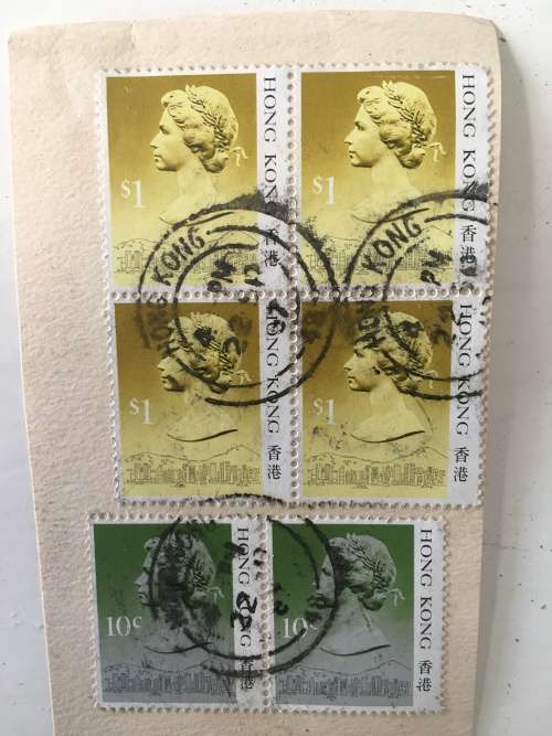 HONG KONG 6 USED QUEEN ELIZABETH STAMPS