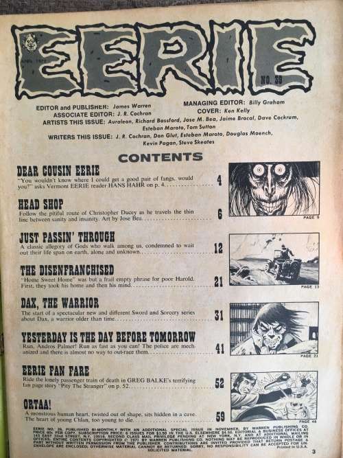 VINTAGE EERIE COMIC MAGAZINE - NO. 39 - 1972