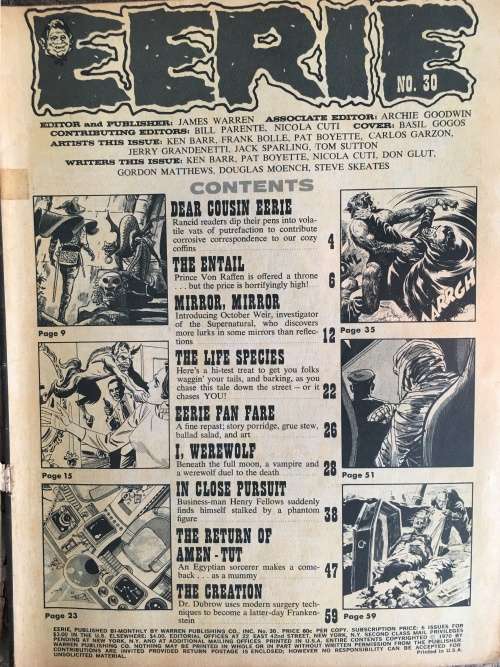 VINTAGE EERIE COMIC MAGAZINE - NO. 30 - 1970