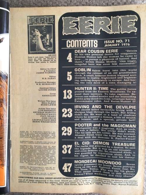 VINTAGE  EERIE MAGAZINE NO. 71  - 1976