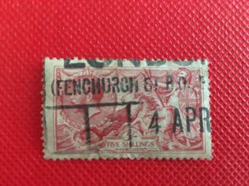 GREAT BRITAIN 1913  KING GEORGE V USED STAMP WITH UNUSUAL CANCELLATION