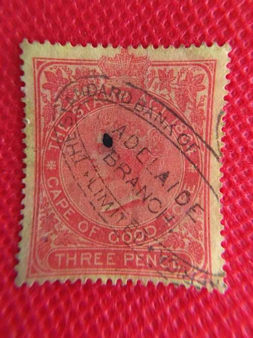SOUTH AFRICA - QUEEN VICTORIA  USED THREE PENCE STAMP WITH ADELAIDE CANCELLATION