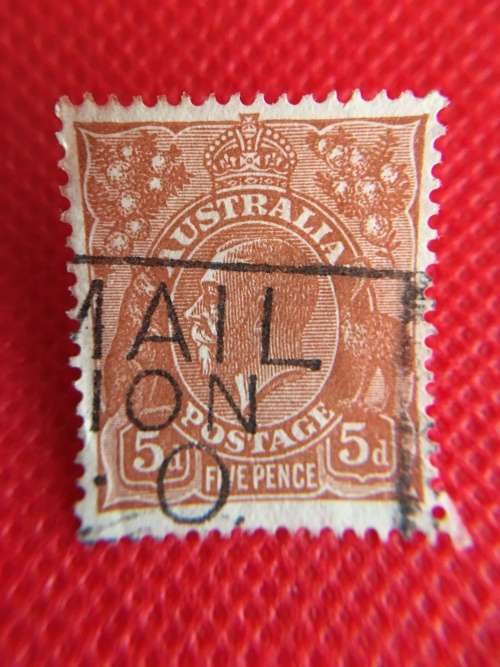 AUSTRALIA 1930 KING GEORGE V 5 PENCE USED STAMP