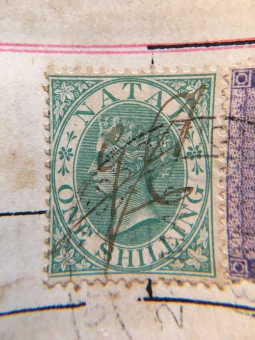 NATAL SOUTH AFRICA 2 QUEEN VICTORIA MOUNTED USED STAMPS