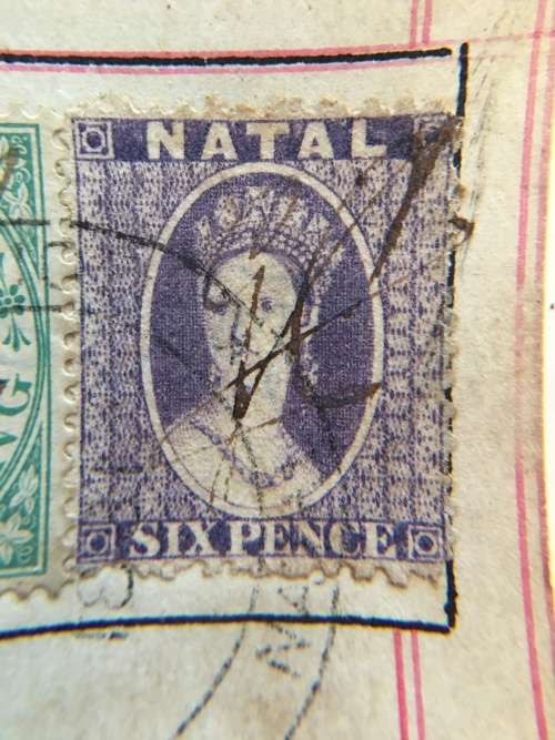 NATAL SOUTH AFRICA 2 QUEEN VICTORIA MOUNTED USED STAMPS