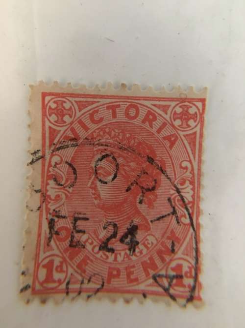 AUSTRALIA RED  1 PENNY QUEEN VICTORIA WITH INVERTED WATER MARK
