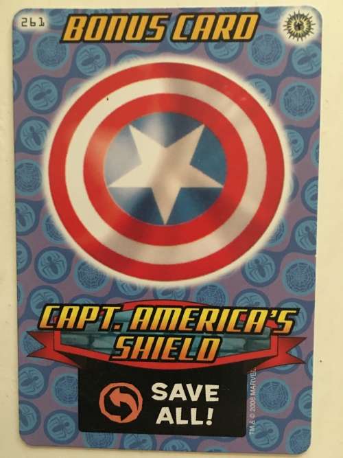 MARVEL -SPIDER-MAN HEROES & VILLIANS - BONUS CARD CAPT.  AMERICA`S  SHIELD